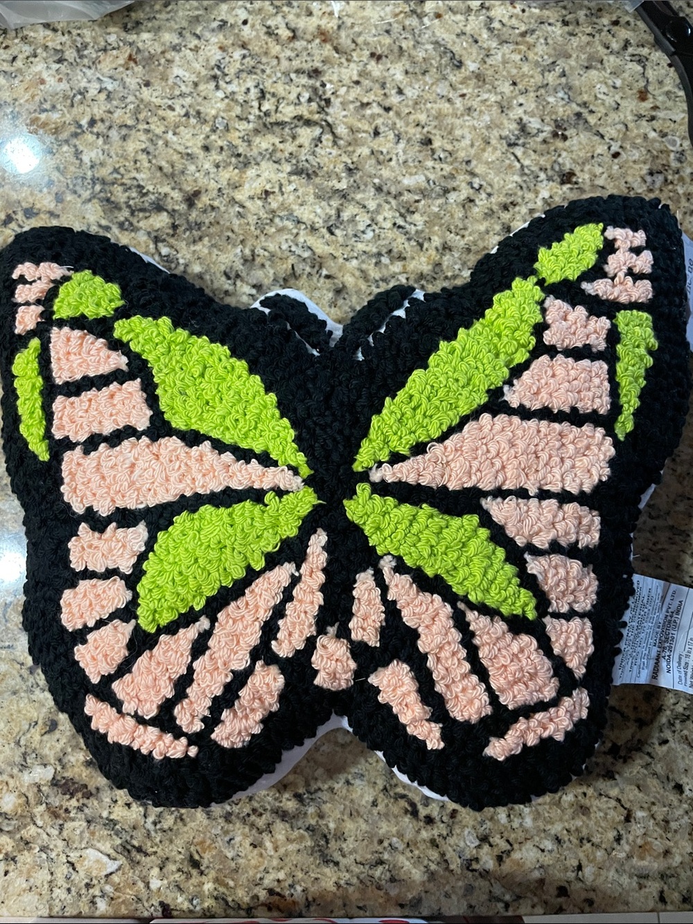 Textured Butterfly Accent Pillow in Pink & Lime Green
